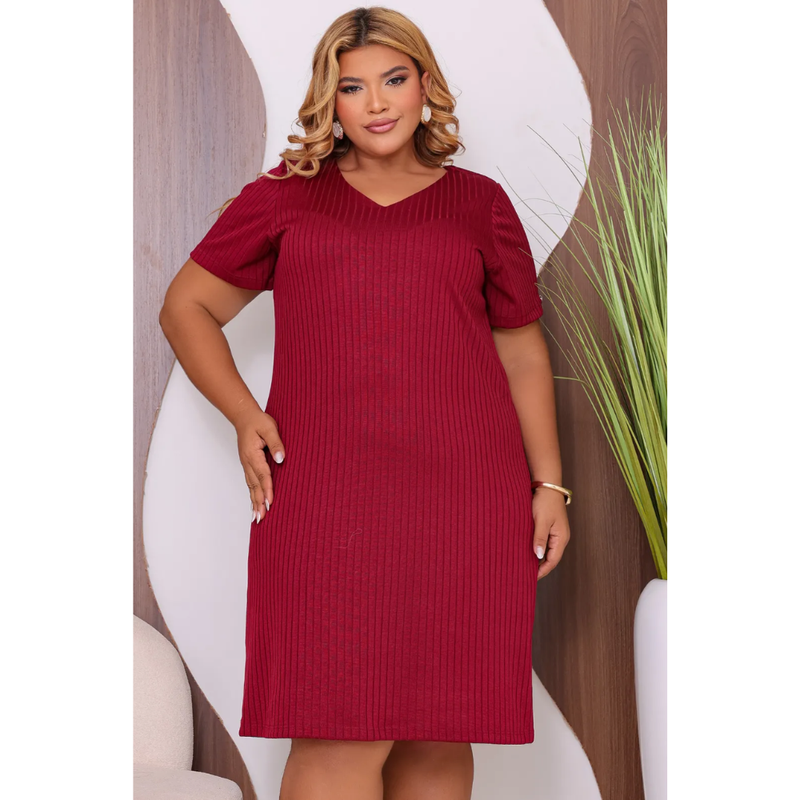 Vestido Plus Size Midi Malha Tricô Feminino Confortável e Elegante