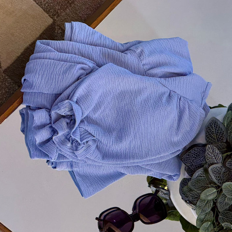 Vestido Midi Texturizado com Manga Bufante e Cinto Citrino – AL017